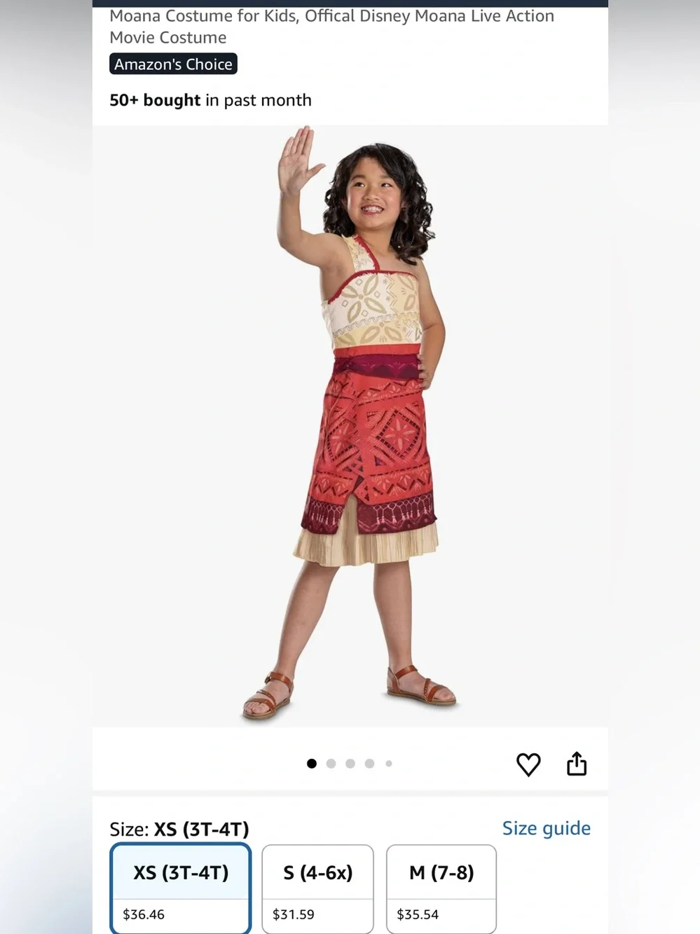 Kids Disney's Moana 2 Halloween costume for girls new with tag size S (4-6x)